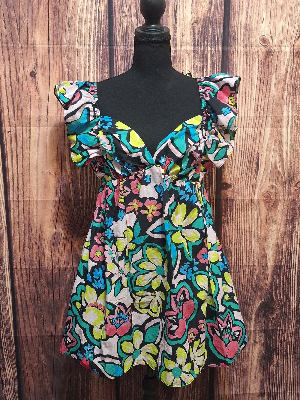 B. Smart Floral Babydoll Dress in Black, Teal, Lime, Pink.